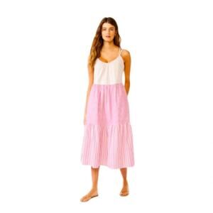 Free Assembly Sleeveless Double X Strap Cross Back Tiered Midi Dress Size XL NWT